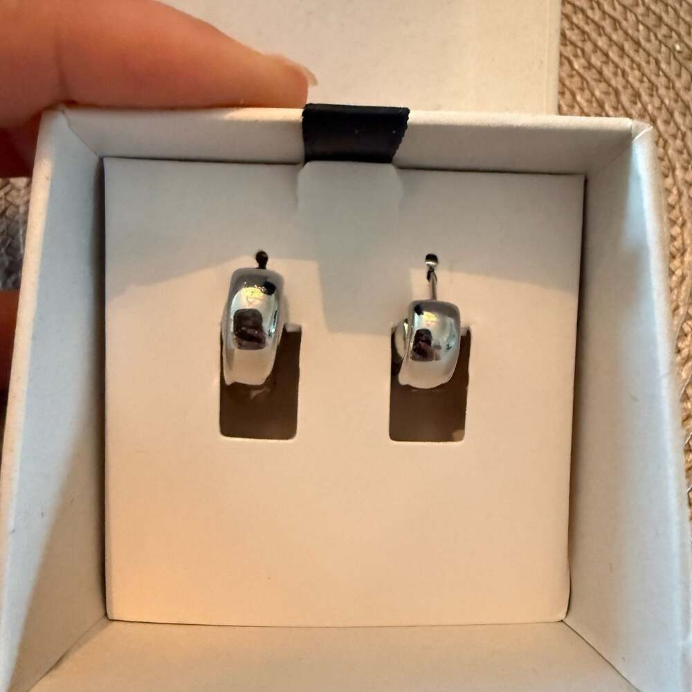 Charles & Keith Silver Heart Shaped Huggie Hoop Earrings